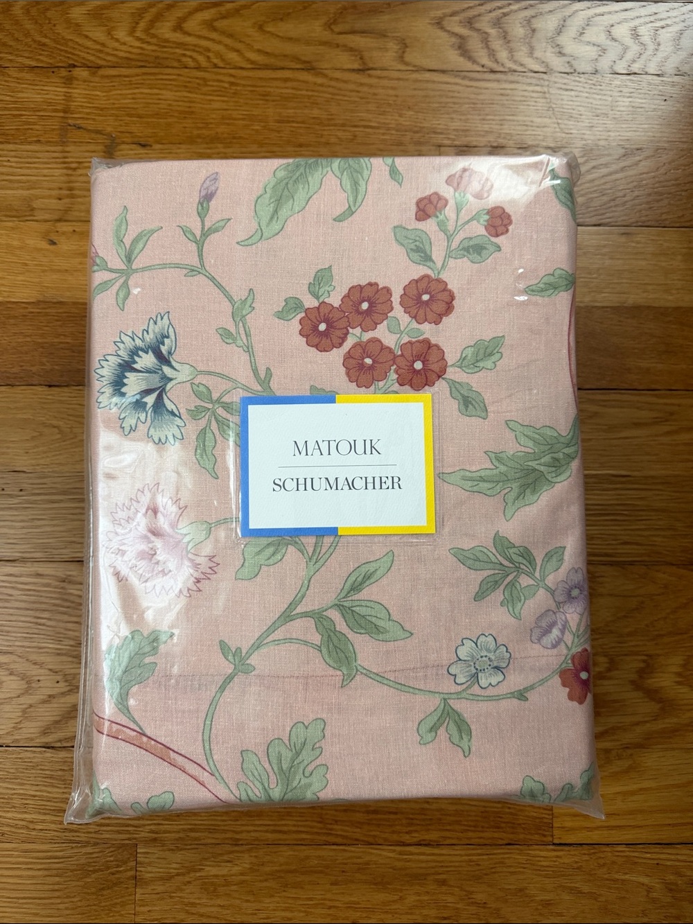 Matouk Schumacher Floral Print Linen Queen sheet set